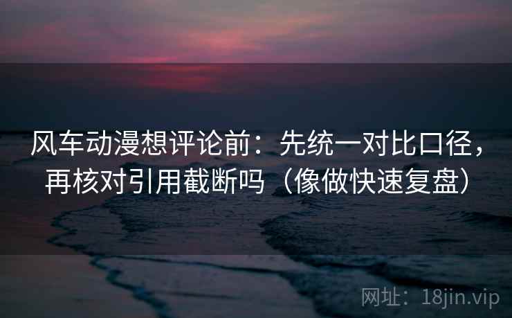 风车动漫想评论前：先统一对比口径，再核对引用截断吗（像做快速复盘）